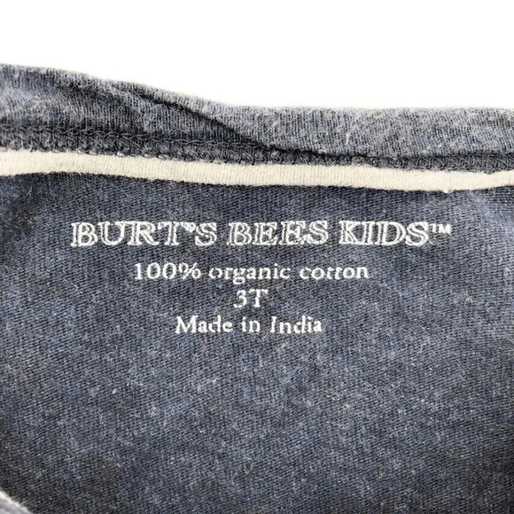Burts Bees Kids Toddler Blue Striped Long Sleeve Henley Pocket Tee Size 3T - Picture 4 of 4